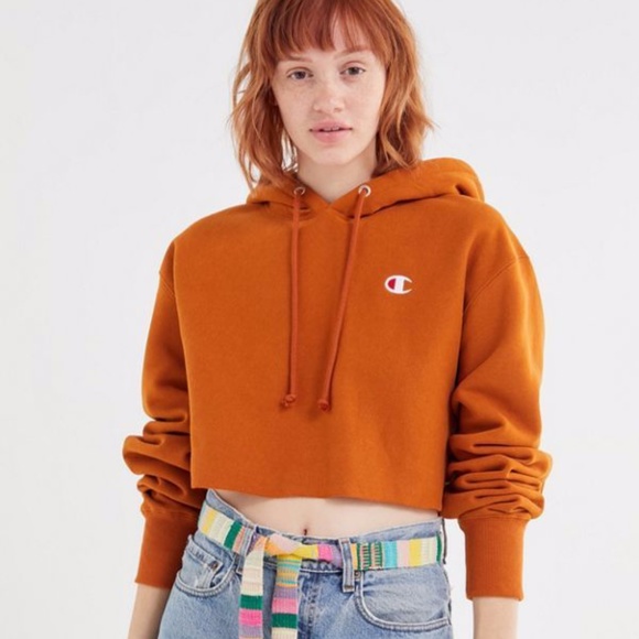 champion uo exclusive cropped hoodie sweatshirt